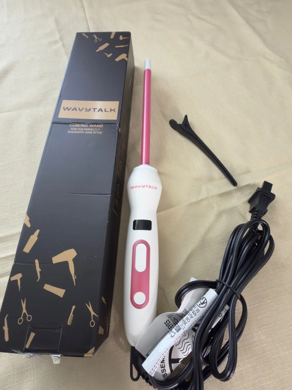 WAVYTALK Pink and White Curling Wand - Precision Styling